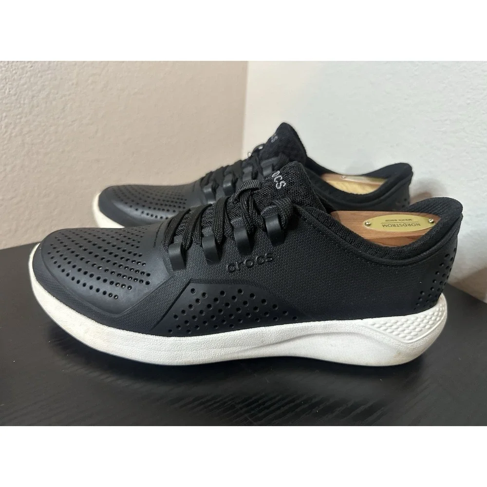 Crocs LiteRide Pacer Womens Black Sneaker Shoe Lace Up Women's Size 9 205234